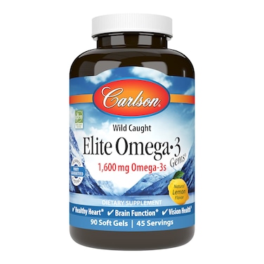 Carlson Elite Omega3 Gems 1600 mg From Norway Lemon 90 Softgels