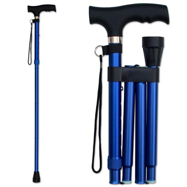 RMS Folding Cane Adjustable Lightweight Offset Walking Cane Blue