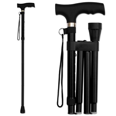 RMS Folding Cane Adjustable Lightweight Offset Walking Cane Black