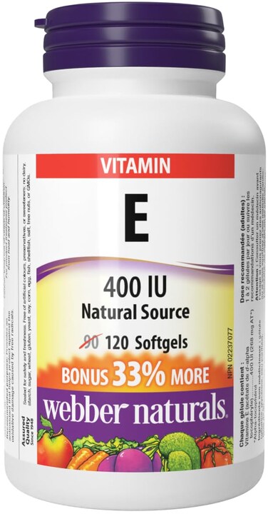 Webber Naturals Vitamin E Natural Source Softgel 400 IU120 Softgels