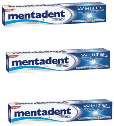 Vittleitaly MentadentWhite System Toothpaste 253 Fluid Ounce 75ml Pack of 3