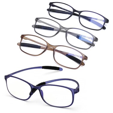 AQWANO 30 Reading Glasses for Men Women Blue Light Blocking Computer Readers 4 Pack TR90 Flexible Unbreakable Frames Lightweight Cheaters