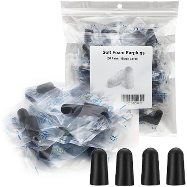 LiteTour 30 Pair Earplugs for Noise Cancelling Noise Blocking Ultra Soft Ear Plugs for Sleeping Study Work Black