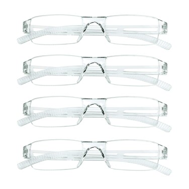 LifeArt Blue Light Blocking Reading Glasses4 Pack Mens and Womens Rectangular FrameClear150 Magnification
