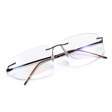 MIRYEA Rimless Progressive Multifocus Reading Glasses Blue Light Blocking No Line Multifocal Computer Readers for Women Men Rectangular Eyewear Titanium Lightweight Magnification Presbyopia Eyeglasses