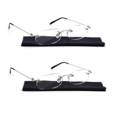 Viseng 2 Pairs Unisex Super Lightweight Rimless Quality Readers Ultra Thin Clear Lenses Frameless Reading Glasses 35