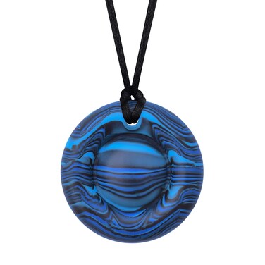 Munchables Bubble Popper Sensory Chew Necklace Medium Chew Wavy Navy