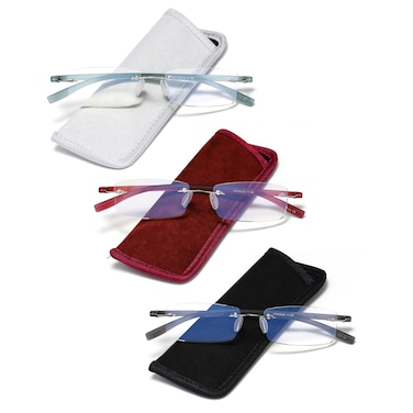 HIYANJN Rimless Reading Glasses For Women Tr90 Blue Light Blocking Eyeglasses Lightweight Frameless Computer Readers3Pack20