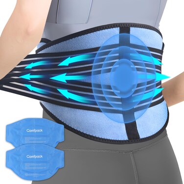 Comfpack Ice Pack for Back Pain Relief with Compression 2 Packs Reusable Lower Back Wrap Ice Brace Hot Cold Therapy for Sciatic Injuries Tailbone Pain Lumbar Surgery Coccyx Herniated Disc