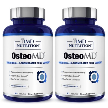 1MD Nutrition OsteoMD for Comprehensive Bone Support with Calcium Hydroxyapatite Vitamin D3 K2 180 Capsules 2Pack