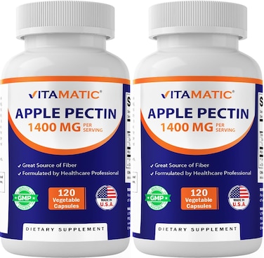 Vitamatic Apple Pectin 1400 mg Per Serving 120 Veggie Capsules 2 Pack