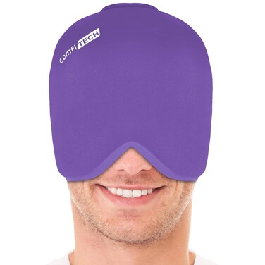 ComfiTECH Head Ice Pack Wrap Cold Cap Cooling Gel Hat Purple L