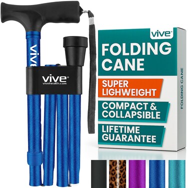 Vive Folding Cane Foldable Walking Cane for Men Women Foldup