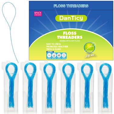 DanTicy Floss Threaders Deep Clean Dental Floss Threader for Braces Bridges and Implants 210PCS6PackBlue