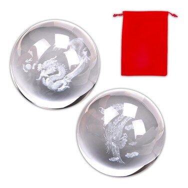 ZORZA 2Pcs Portable Dragon Phoenix Crystals Baoding Balls for Hand Therapy