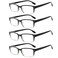 Kerecsen 4 Pack Reading Glasses for Men and Women with Spring Hinges Lightweight Black Rectangular Readers Eyeglasses 4 Pack BlackClear 275 x