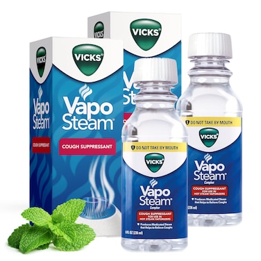 Vicks VapoSteam Medicated Liquid with Camphor 8 Oz Pack of 2