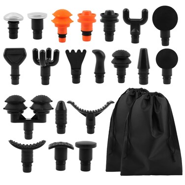 JIANWEI Massage Gun Attachments 20pcs Relaxation Massager Heads with 2pcs Drawstring Bag Different Massager Heads to Meet Different Needs for Deep Tissue Percussion Plug and PlayBlack