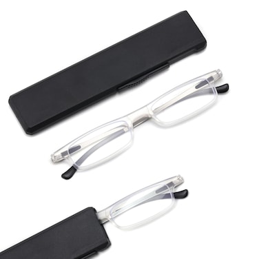 SKYOAK Ultra thin Lightweight Folding Reading Glasses Women Men TR90 Blue Light Blocking Anti UVEyestrain Foldable Compact Computer Readers Portable Unique Stretchable Slim Flat case Clear 15