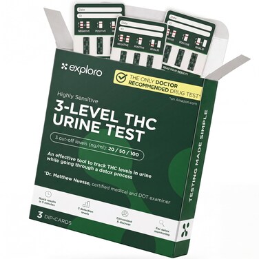 Exploro Multi Level THC Urine Test 3Level Cutoffs 2050100 ngmL 3 Pack