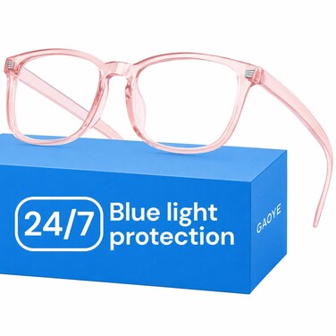 Gaoye Blue Light Glasses for Computer Gaming Transparent Pink