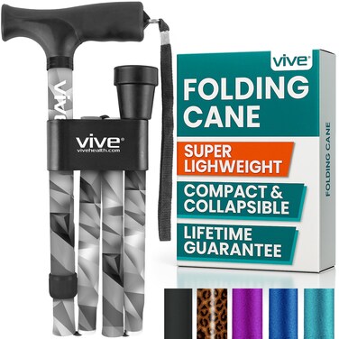 Vive Folding Cane Foldable Walking Cane for Men Women Foldup