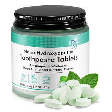 plomala Toothpaste Tablets 150PNano Hydroxyapatite Toothpaste Chewable Toothpaste Tablets for Sensitive TeethFlouridePlastic Free Friendly Travel TabsWhitening TeethFreshens Breath