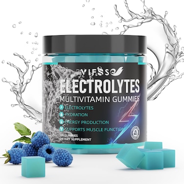 VIFSSG Electrolytes Gummies No Sugar 120 Chewable Electrolyte Gummies with 6 Electrolytes for Runners and Endurance Sports Refreshing Blue Raspberry Hydration Electrolyte Chews 1 Pack