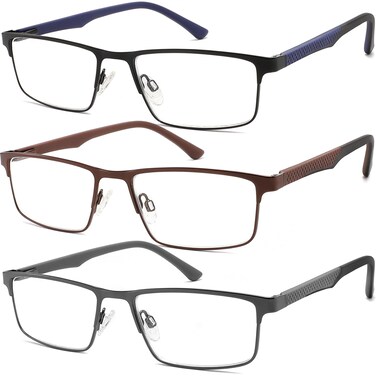 READITEASY 3 Pack Reading Glasses 20 Men Blue Light Blocking