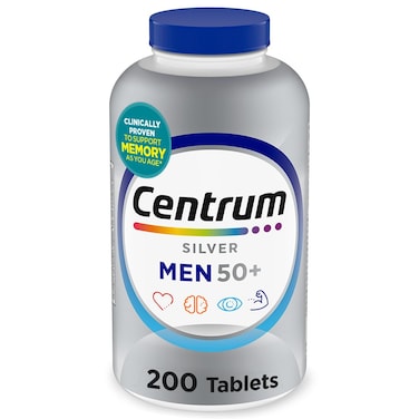 Centrum Silver Mens 50 Multivitamin with Vitamin D3 BVitamins Zinc for Memory and Cognition 200 Tablets