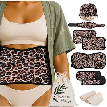 OASIZZ Castor Oil Pack Wrap Kit 10Piece Size S4X Cheetah Print