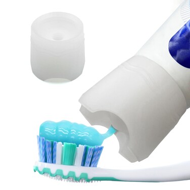 Chrome Cherry SqueezMe Silicone SelfClosing Toothpaste Caps NoMess Dispensing for Kids and Adults Easy Installation Compatible with Most Standard Tubes SelfStanding White 1Pack