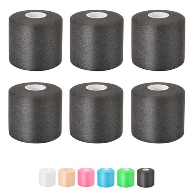 MUSEFITR Pre Wrap Athletic Tape 6 Pack 24 Inch x 22 Yards Foam Underwrap Black