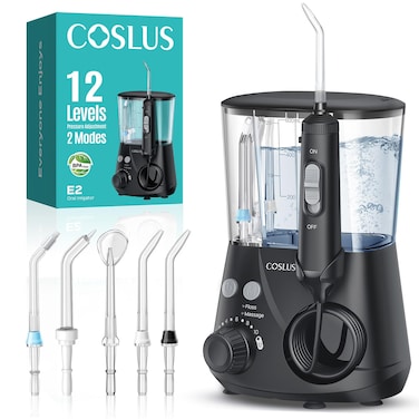 COSLUS E2 Advanced Water Dental Flosser Teeth 2 Modes 12 Pressure Settings
