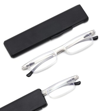 SKYOAK Ultra thin Lightweight Folding Reading Glasses Women Men TR90 Blue Light Blocking Anti UVEyestrain Foldable Compact Computer Readers Portable Unique Stretchable Slim Flat case Clear 175