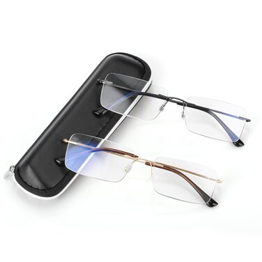 SKYOAK 2 Pack Executive Frameless Progressive Reading Glasses Men 25x