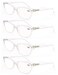 MODFANS Women Reading Glasses 10 Clear Frame Cateye Ladies Readers with Comfort Spring Hinge Pattern Design Pouch Included 4 Pack