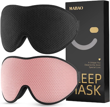 MABAO 2 Pack Sleep Mask for Side Sleeper Eye Mask for Sleeping BlackPink