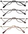 REAVEE 4 Pack Half Moon Reading Glasses Metal Readers Spring Hinge 10