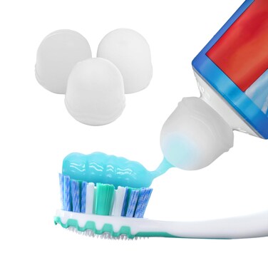 Chrome Cherry SqueezMe Silicone SelfClosing Toothpaste Caps NoMess Dispensing for Kids and Adults Easy Installation Compatible with Most Standard Tubes Clear 3Pack