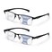 ZERPEET 2 Pack Mens Progressive Multifocal Reading GlassesHalf Rim Metal Frame TR90 Temples Blue Light Blocking Anti Eyestrain Multifocus Computer Readers25x