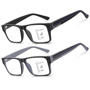 SKYOAK Excellent TR90 Unbreakable Progressive Multifocus Reading Glasses for Men Thick Frame Anti Blue LightUV Readers 2 PACK Quality Chunky Computer Glass NoLine Multifocal Eyeglasses C1 15x