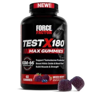 Force Factor Test X180 Max Gummies Testosterone Booster Supplement for Men