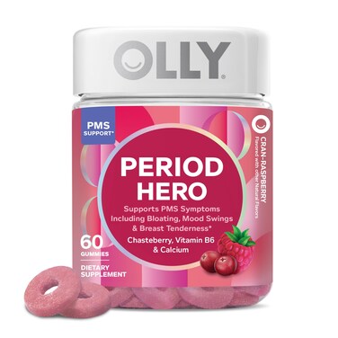 OLLY Period Hero Gummies PMS Support Supplement CranRaspberry 60 Count
