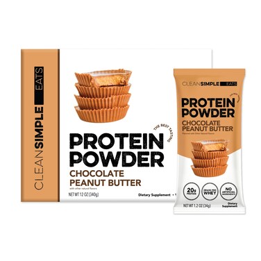 Clean Simple Eats Whey Isolate Protein Choc Peanut Butter 10 Stick Packs