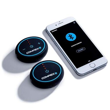 Compex Mini Wireless Electric Muscle Stimulator EMS with Tens 2 Pods Smartphone Compatible with Mobile App Apple Android for Workouts Training Log
