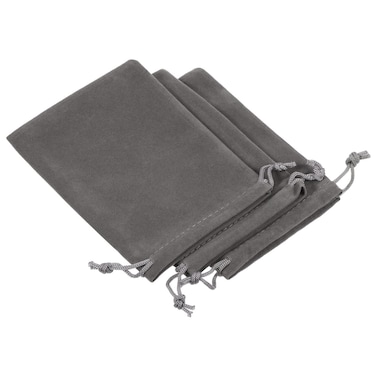 PATIKIL 14x10cm Microfiber Pouch 3Pcs Soft Storage Drawstring Gift Bag for Glasses Wedding Gray