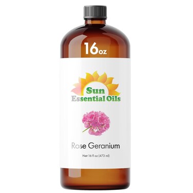 Sun Essential Oils Rose Geranium Essential Oil 16oz for Aromatherapy Diffuser Calming Skin Care