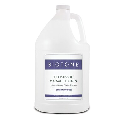 BIOTONE Deep Tissue Massage Lotion Rich Texture Lasting Glide Use for Swedish Trigger Point Sports and Deep Tissue Smooth Application Unscented