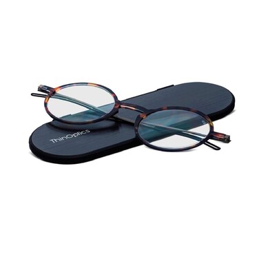 ThinOptics Unisex Adult Glasses Reading Regular Case Round Tortoise 100 US